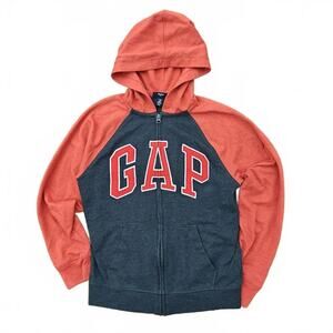 GAP Kids Full Zip Hoodie Red Gray Logo Sweatshirt Size XL Youth Boys Girls